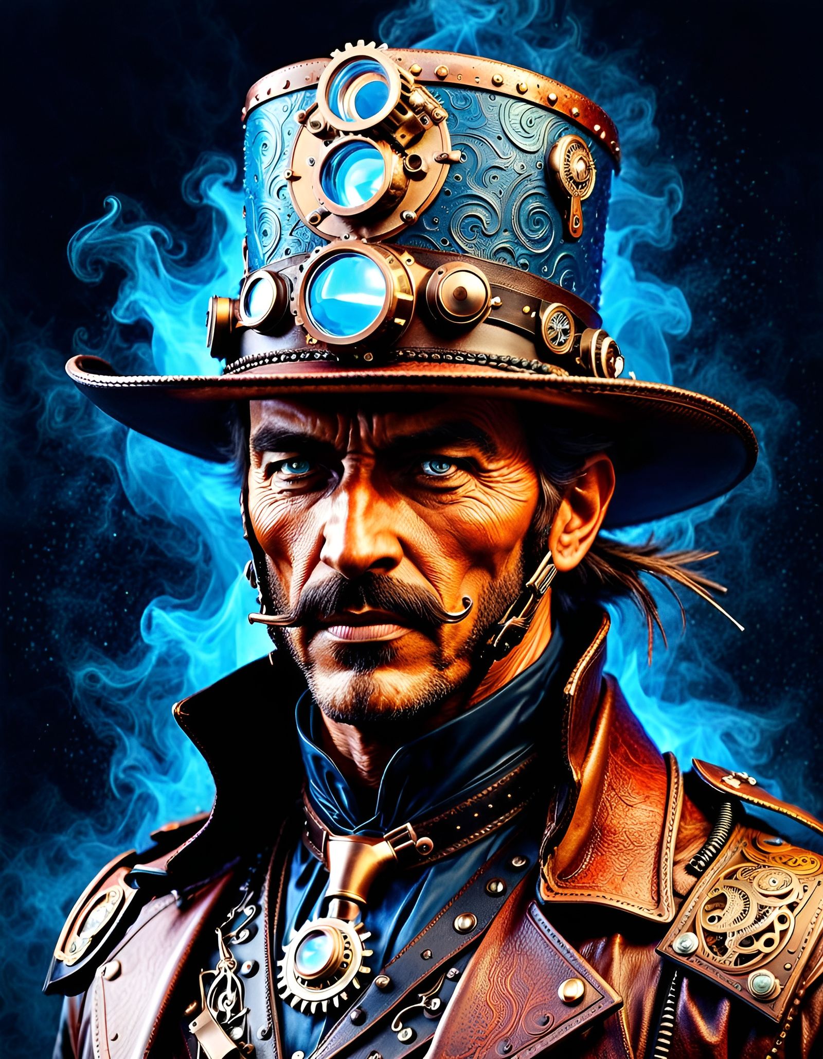 Steampunk Cowboy in Retro Photographic Style
