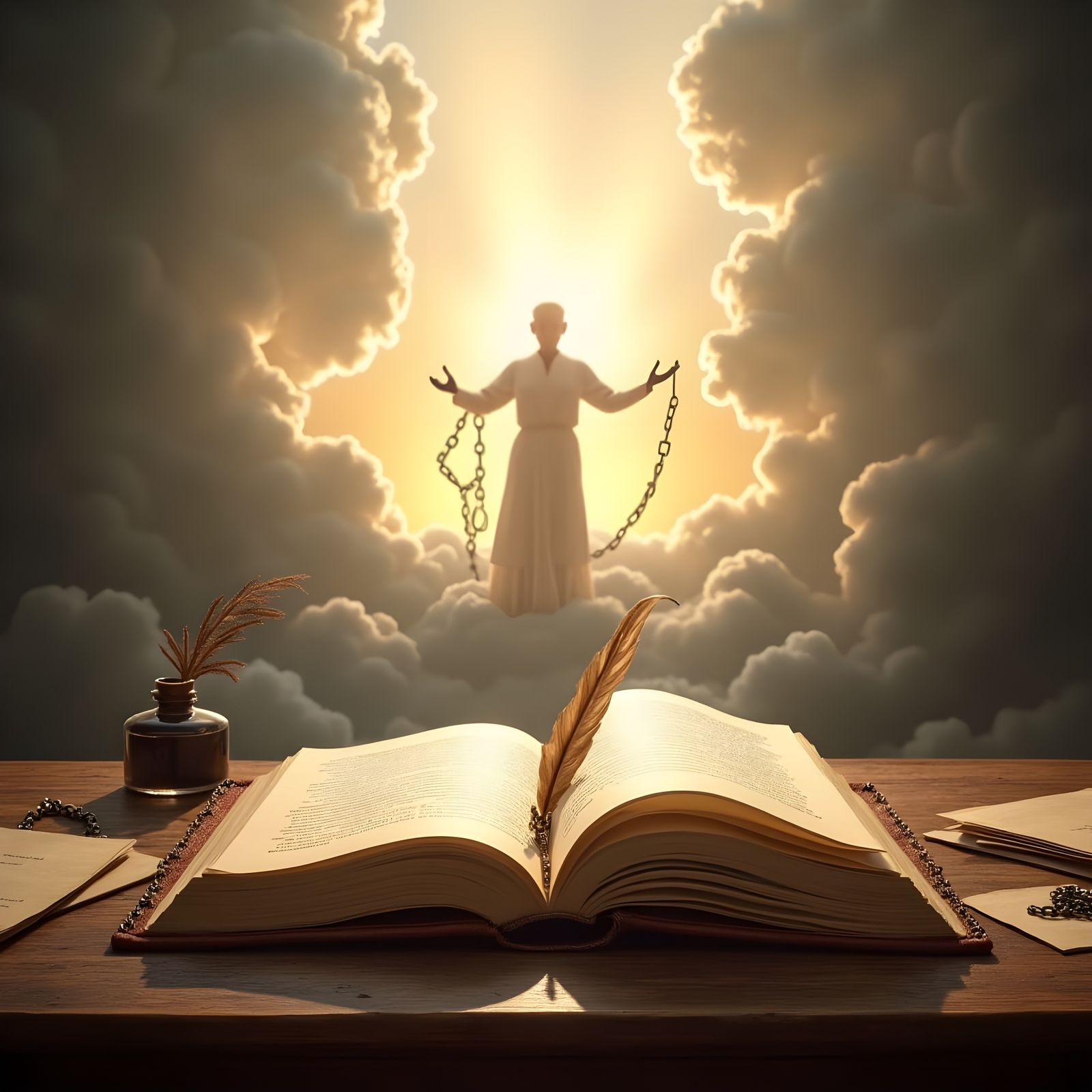 Open Book: Silhouette Rising in Divine Light