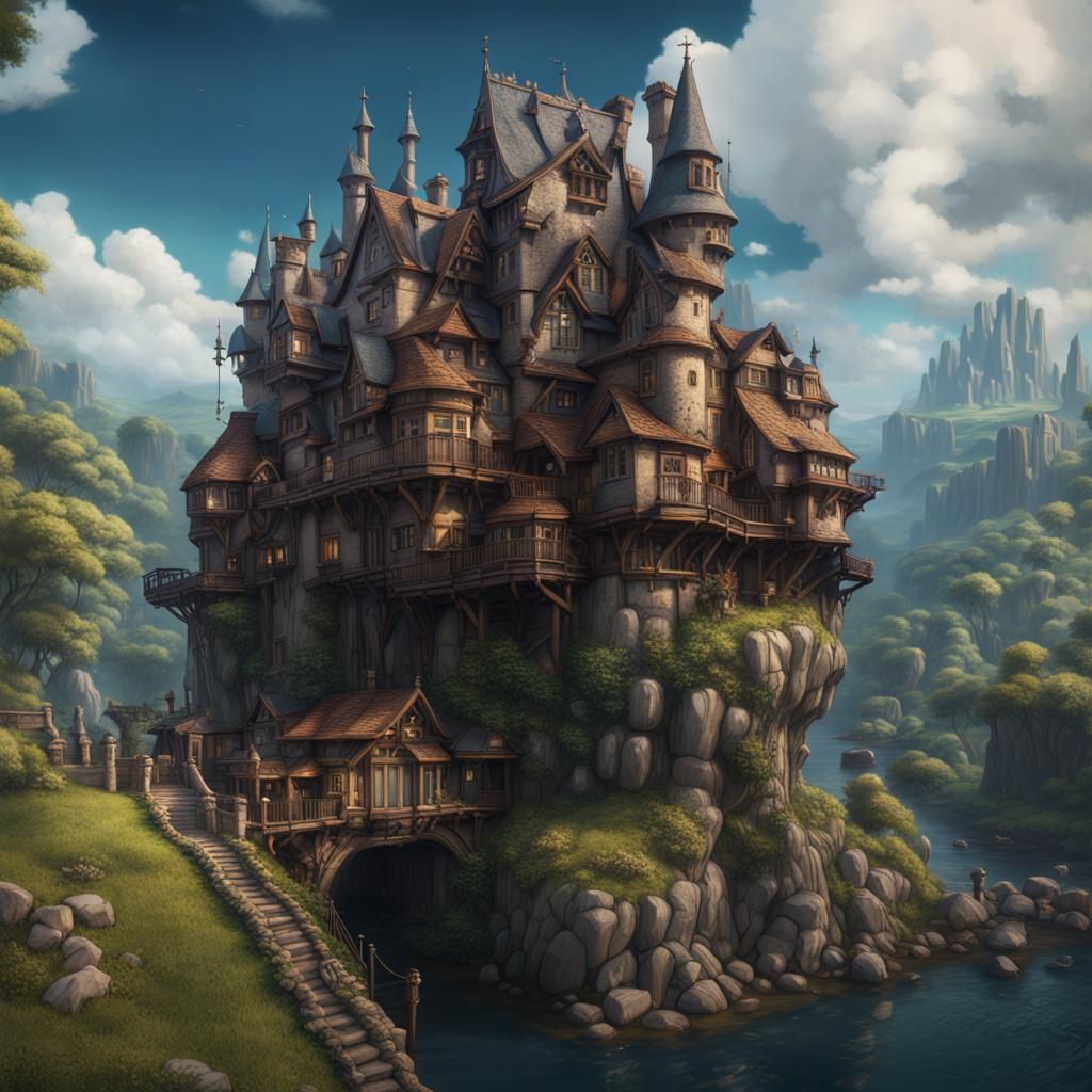 Fantastical Howl's Moving Castle: Detailed Matte Painting