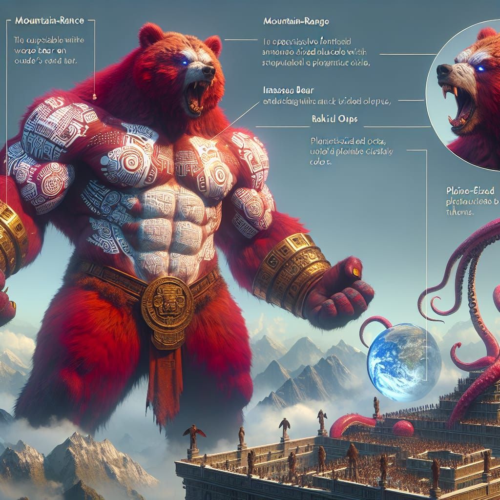 Monumental Mayan Werebear Subdues Giant Octopus