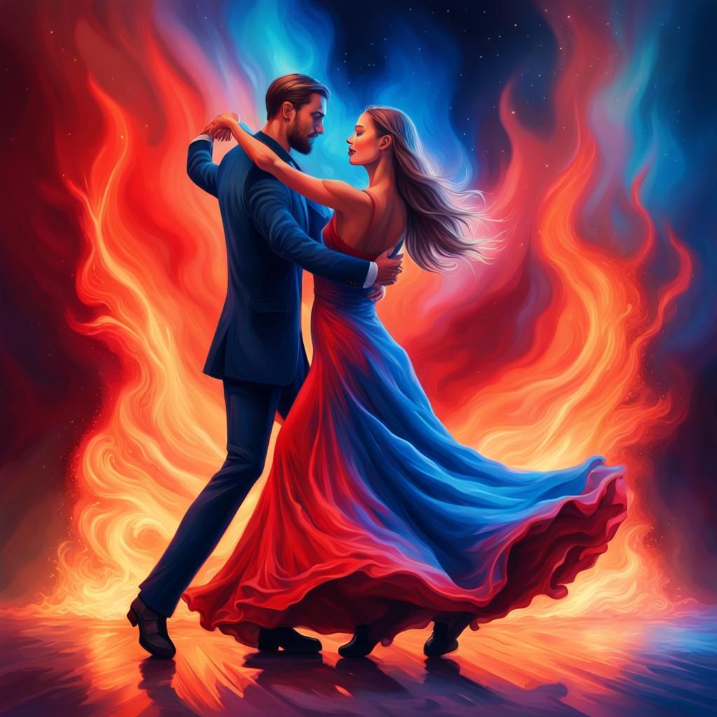 Couple's Fiery Waltz Under Northern Lights