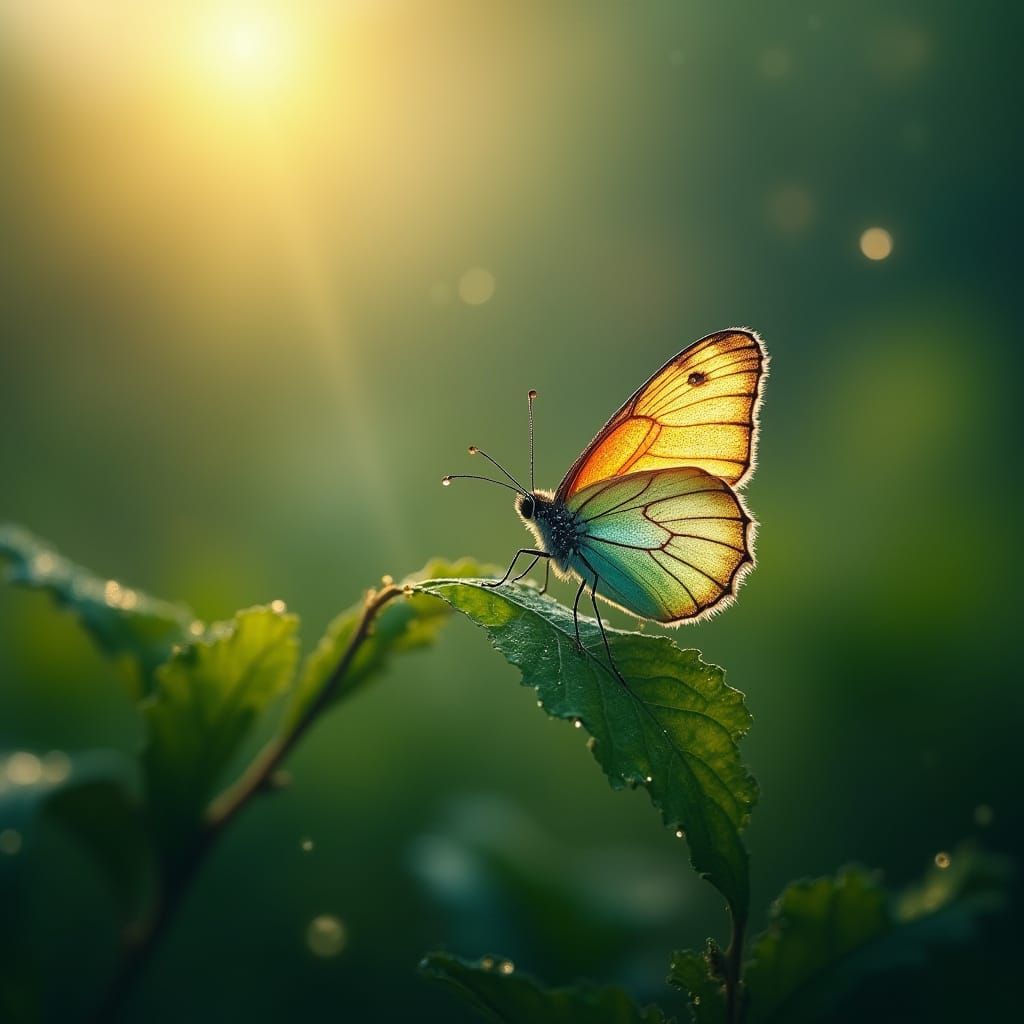 Ethereal Morning Dew on Iridescent Wings