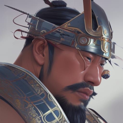 Samurai Warlord Portrait in Hyperdetailed Style