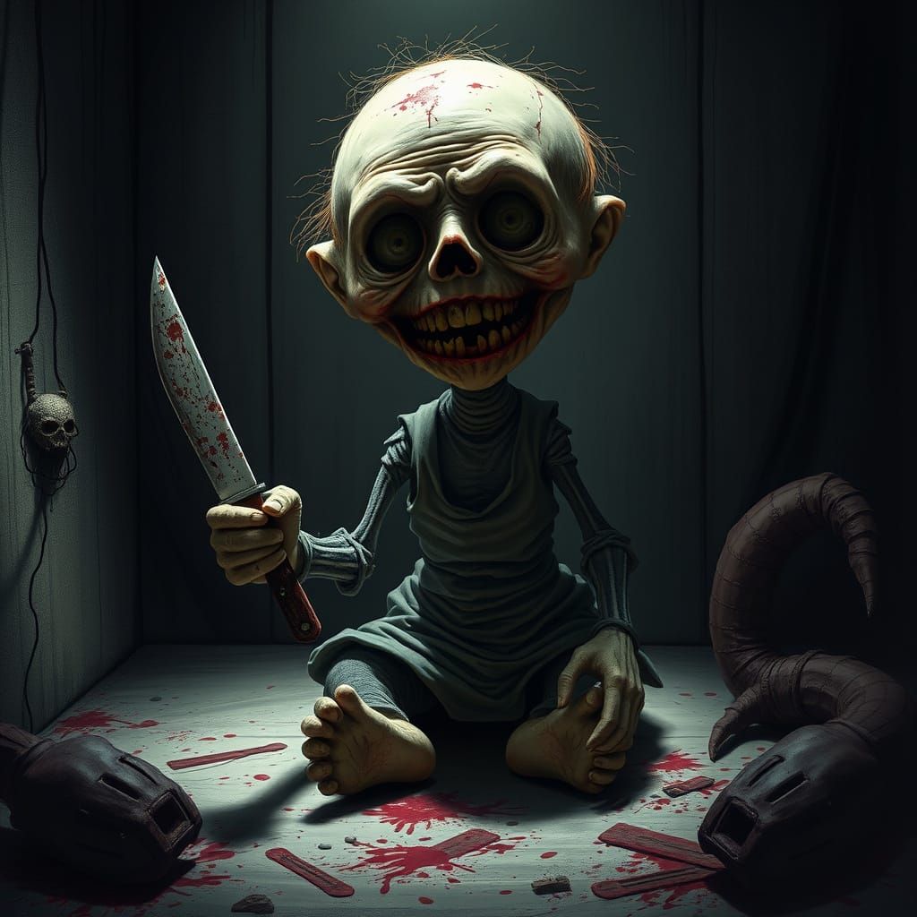 Macabre Voodoo Doll in Gothic Horror Style