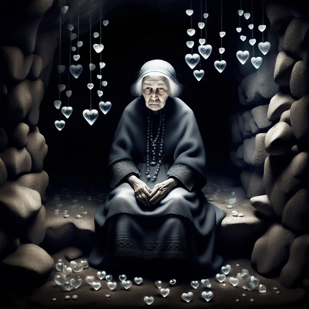 Eerie Cave of Glass Hearts Photograph