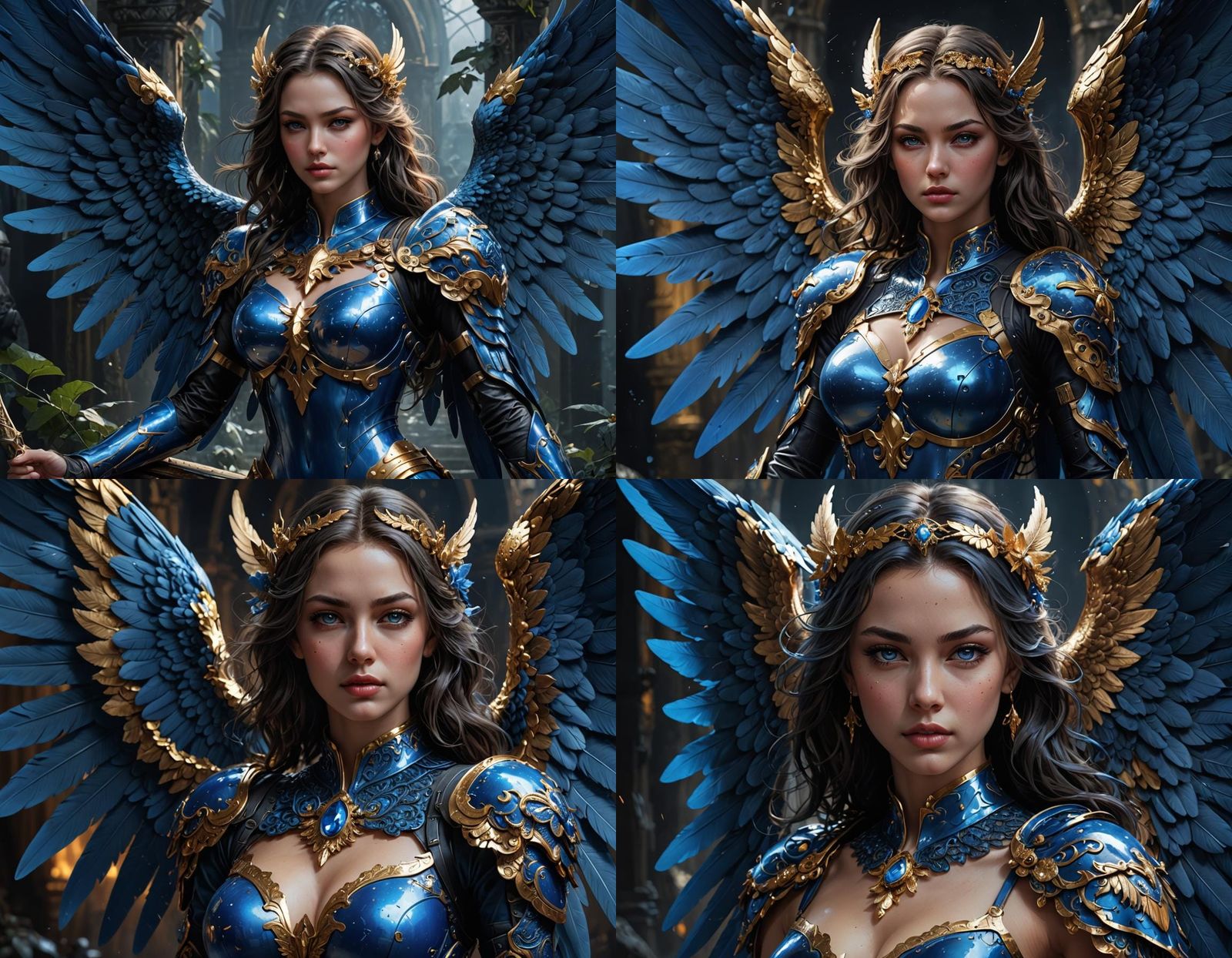 Beautiful Blue Angel Portrait in Splash Art Style