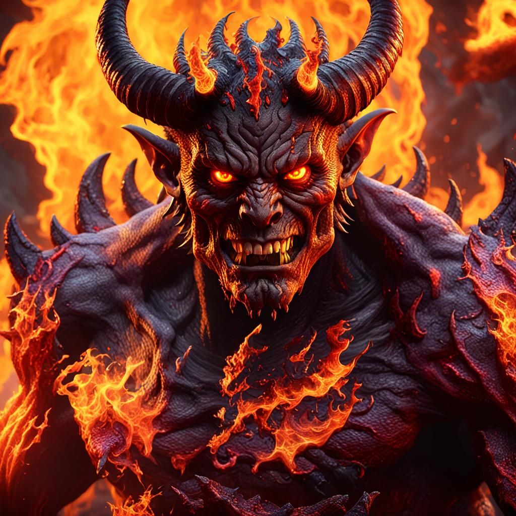 Infernal Demon in Dark Fantasy Digital Painting