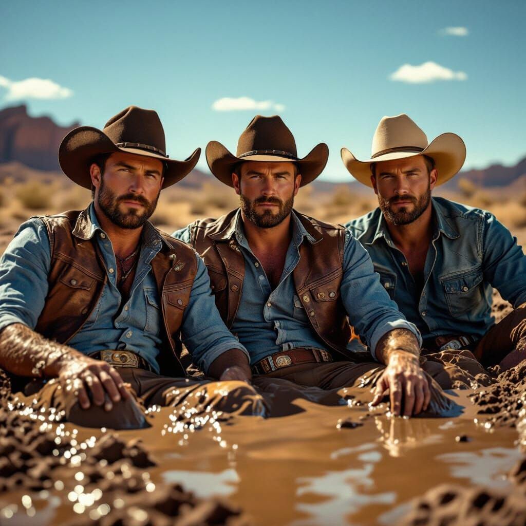 Rugged Cowboys Lounge in Glistening Mud