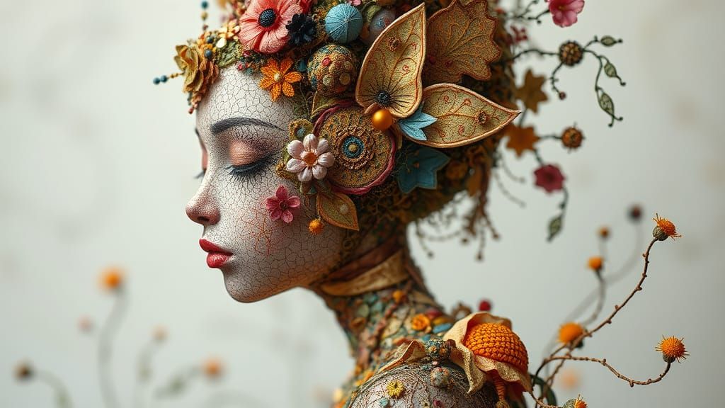 Cosmic Being Emerges from Stitched Scraps in Vibrant, Dynami...