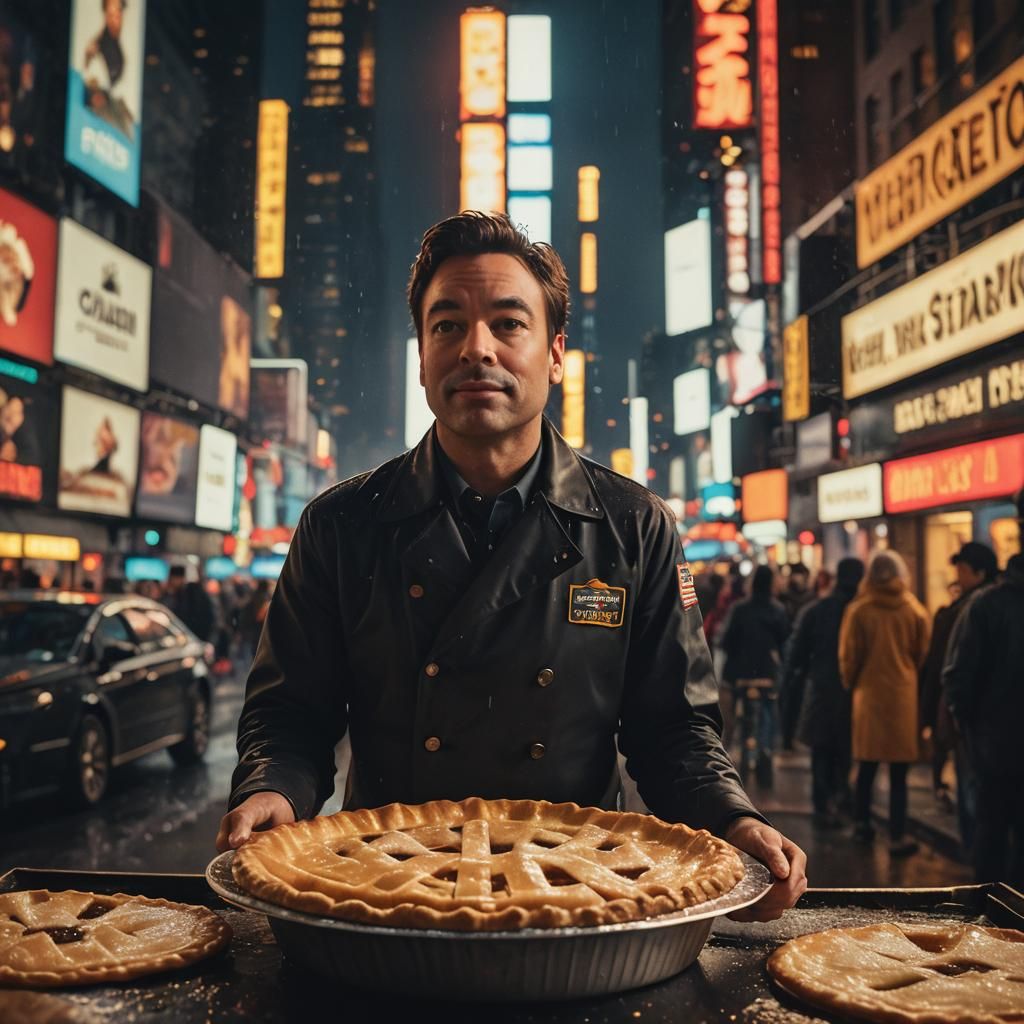 Jimmy Fallon Baking a Pie in Times Square