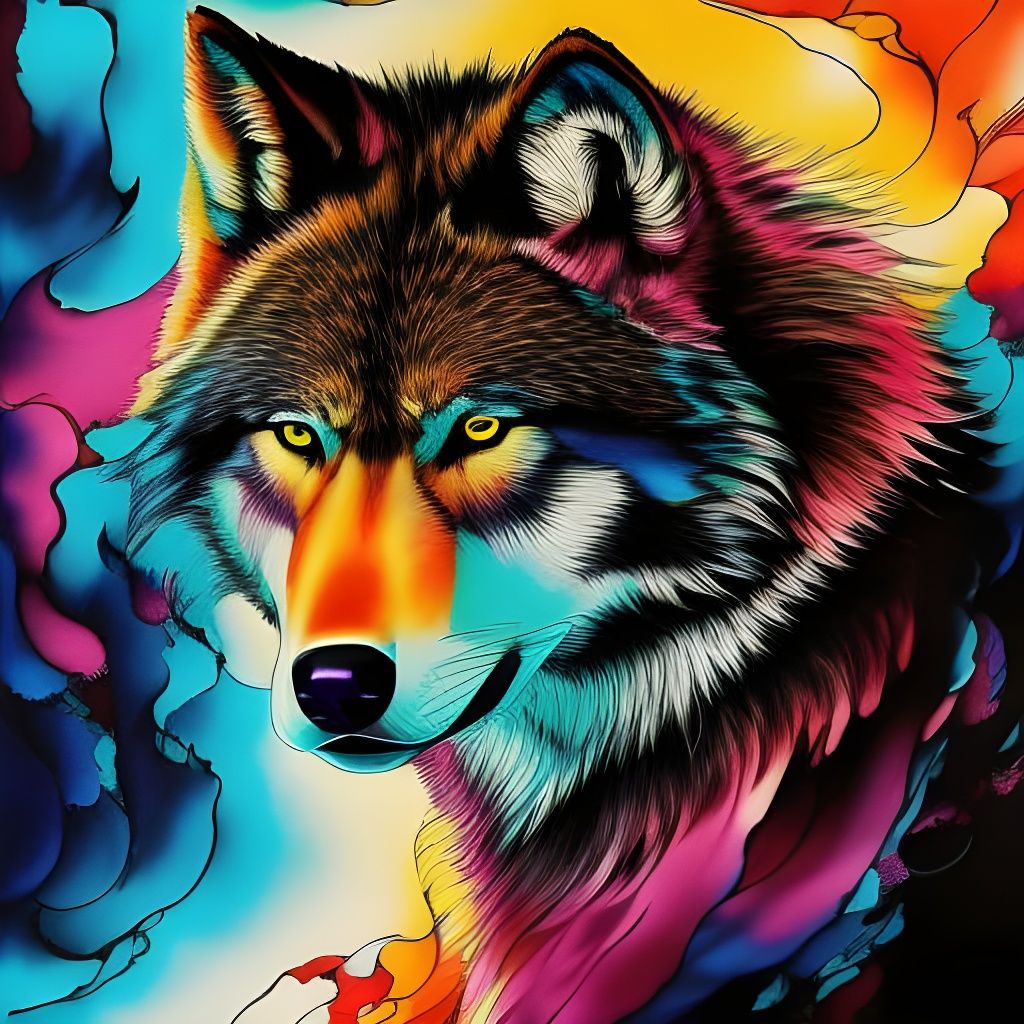 Hyperdetailed Spirit Wolf in Vivid Colors