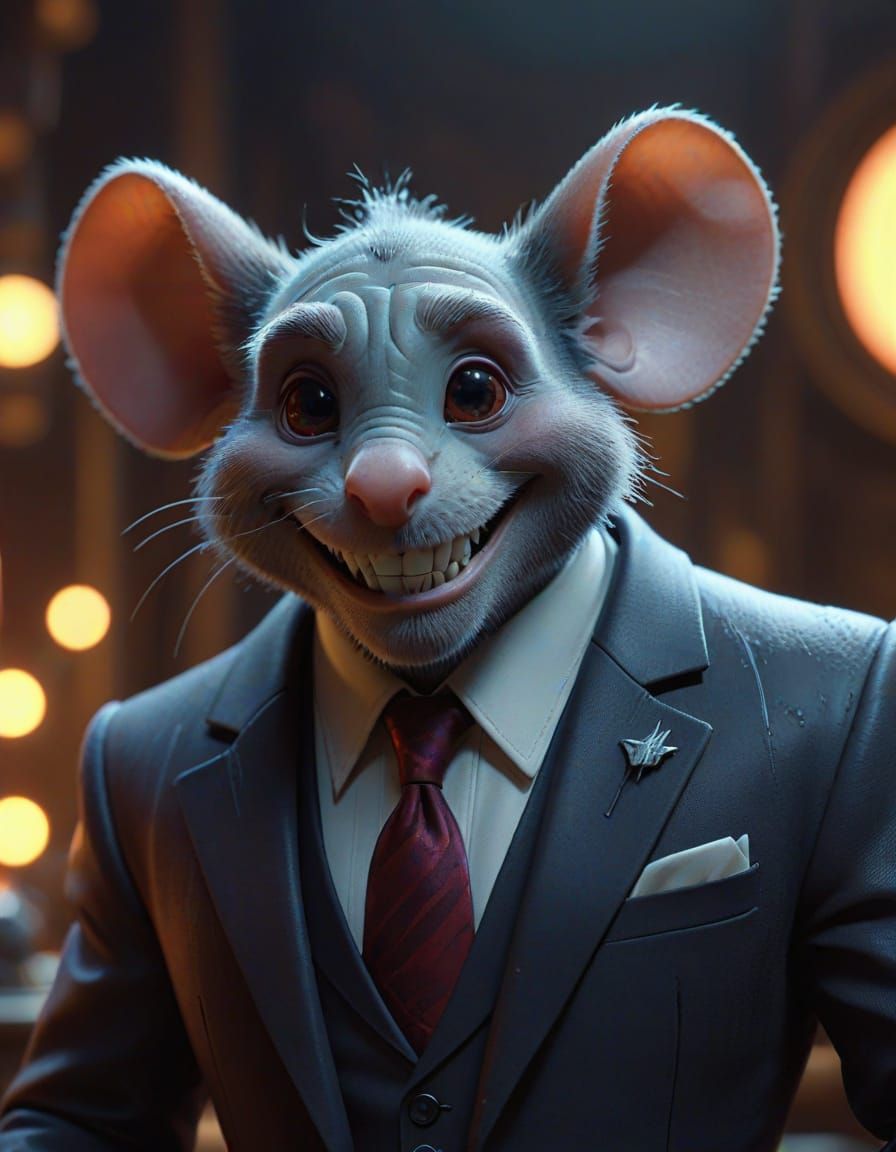 Evil Mouse Villain in Pixar Style