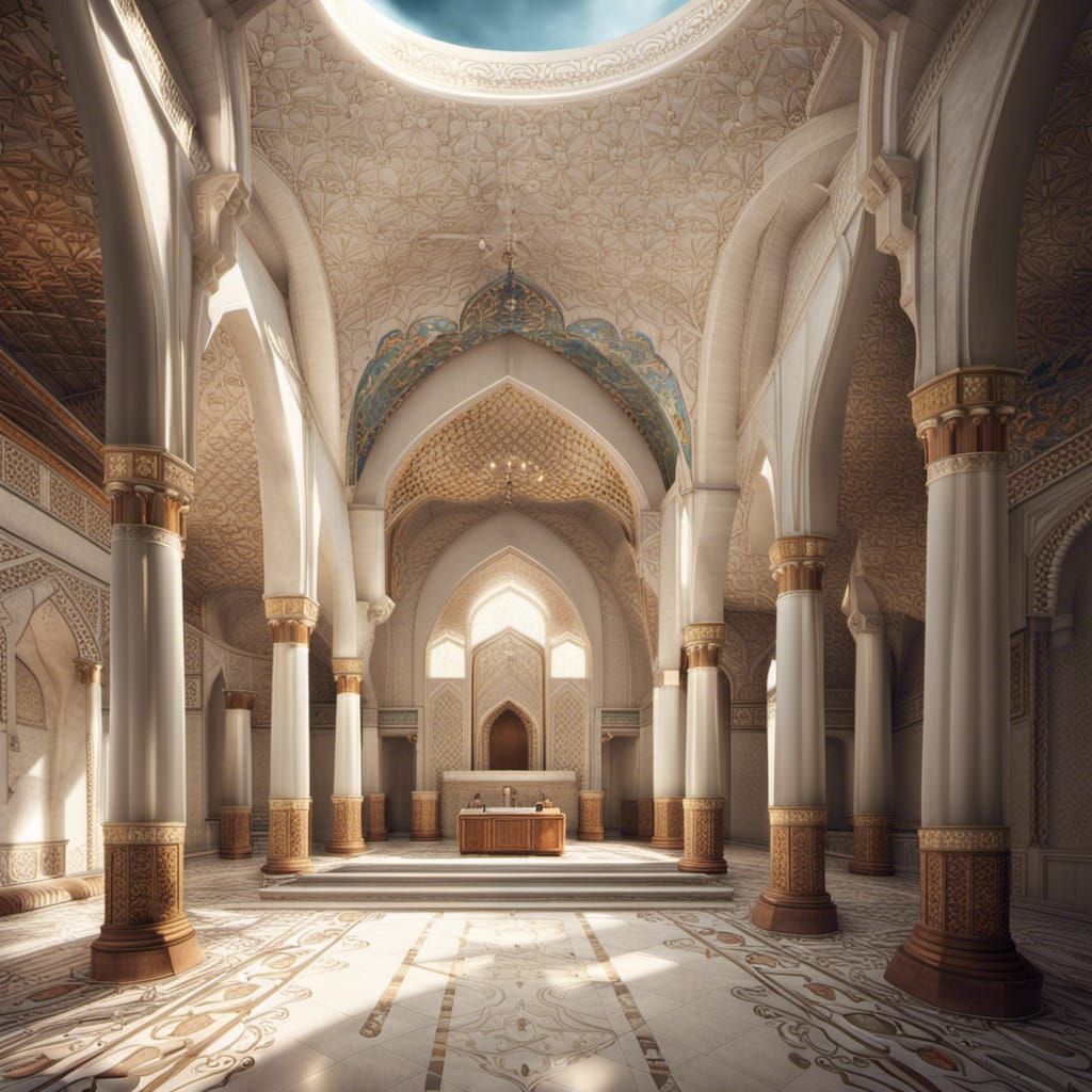 Sunlit White Marble Mosque: Digital Matte Painting