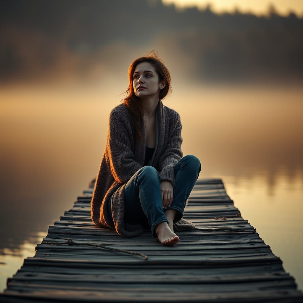 Contemplative Woman in Soft Morning Light