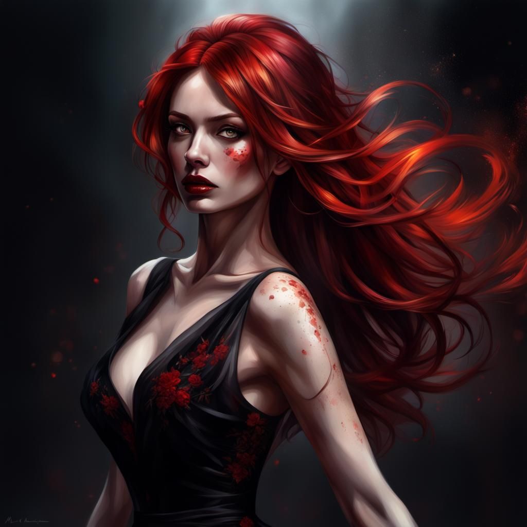 Sensual Woman in Black Dress: Hyperrealistic Portrait