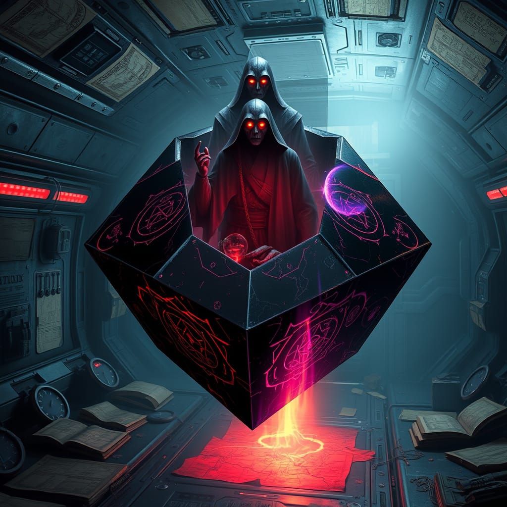 Ancient Holocron Radiates Power in Starship Cabin