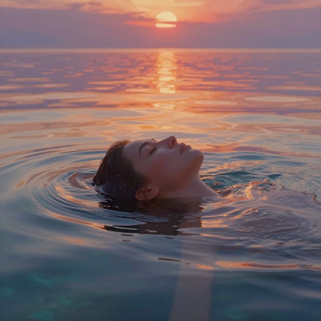 Sunset Reflection in Watery Mind Digital Painting