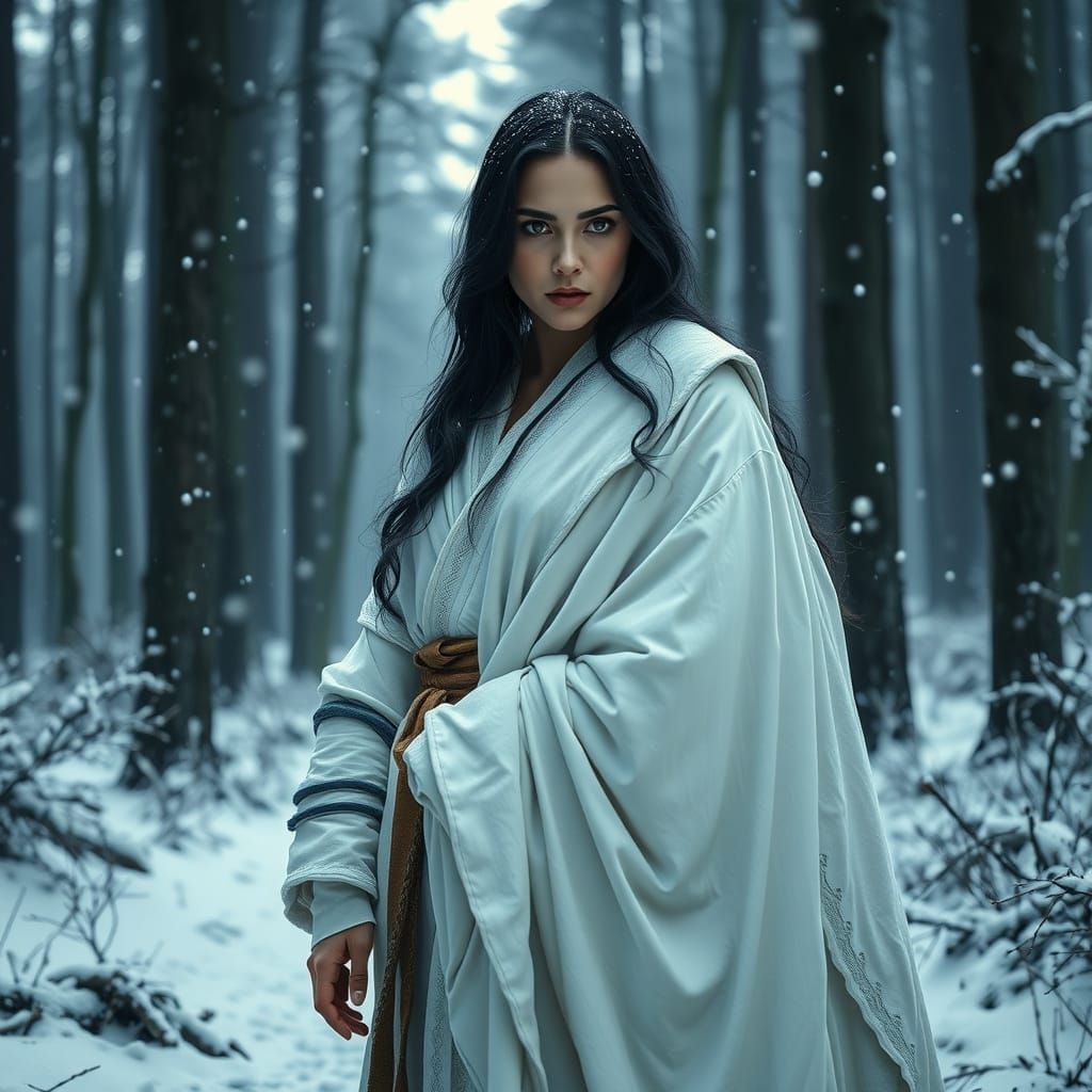 Snow Forest Warrior in Hyperrealistic Cinematic Style