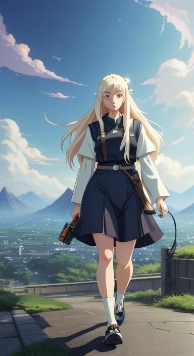 Sci-Fi Anime Girl Exploring Unknown Territory