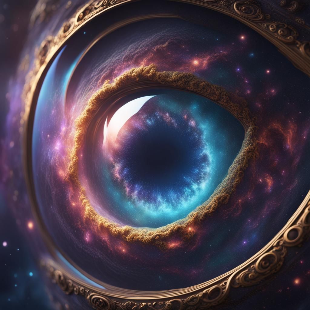 Galaxy Swirling Within an Eye: Detailed Matte Painting