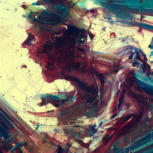 Man in Time Vortex: Detailed Surrealist Portrait