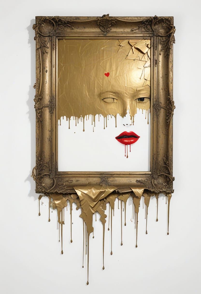 Banksy-Inspired Portrait of Decaying Glamour