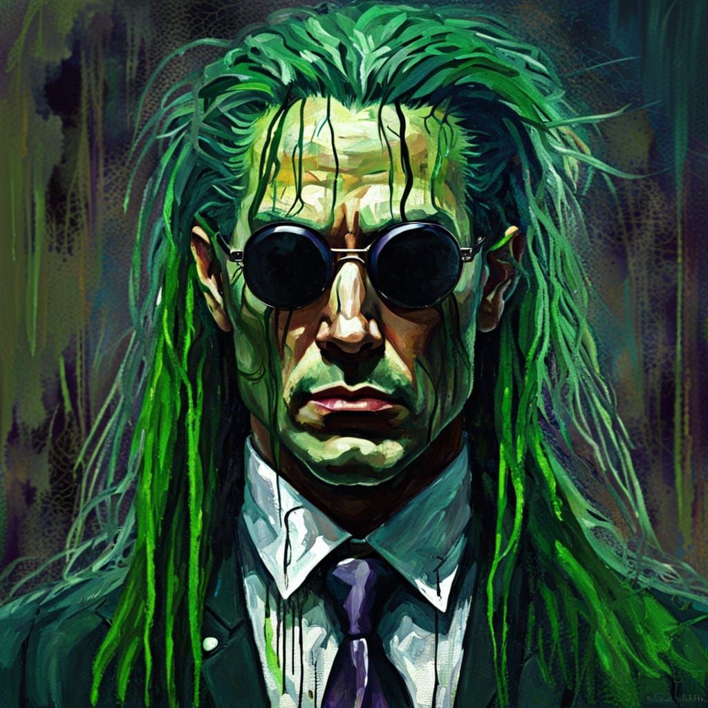 Cyberpunk Matrix Warrior in Gothic Impressionist Style