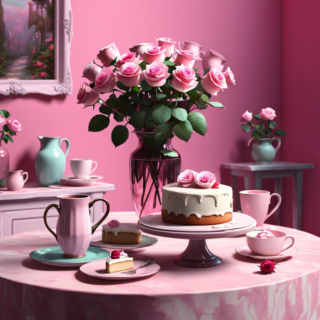 Whimsical Still Life in a Pink Paradise