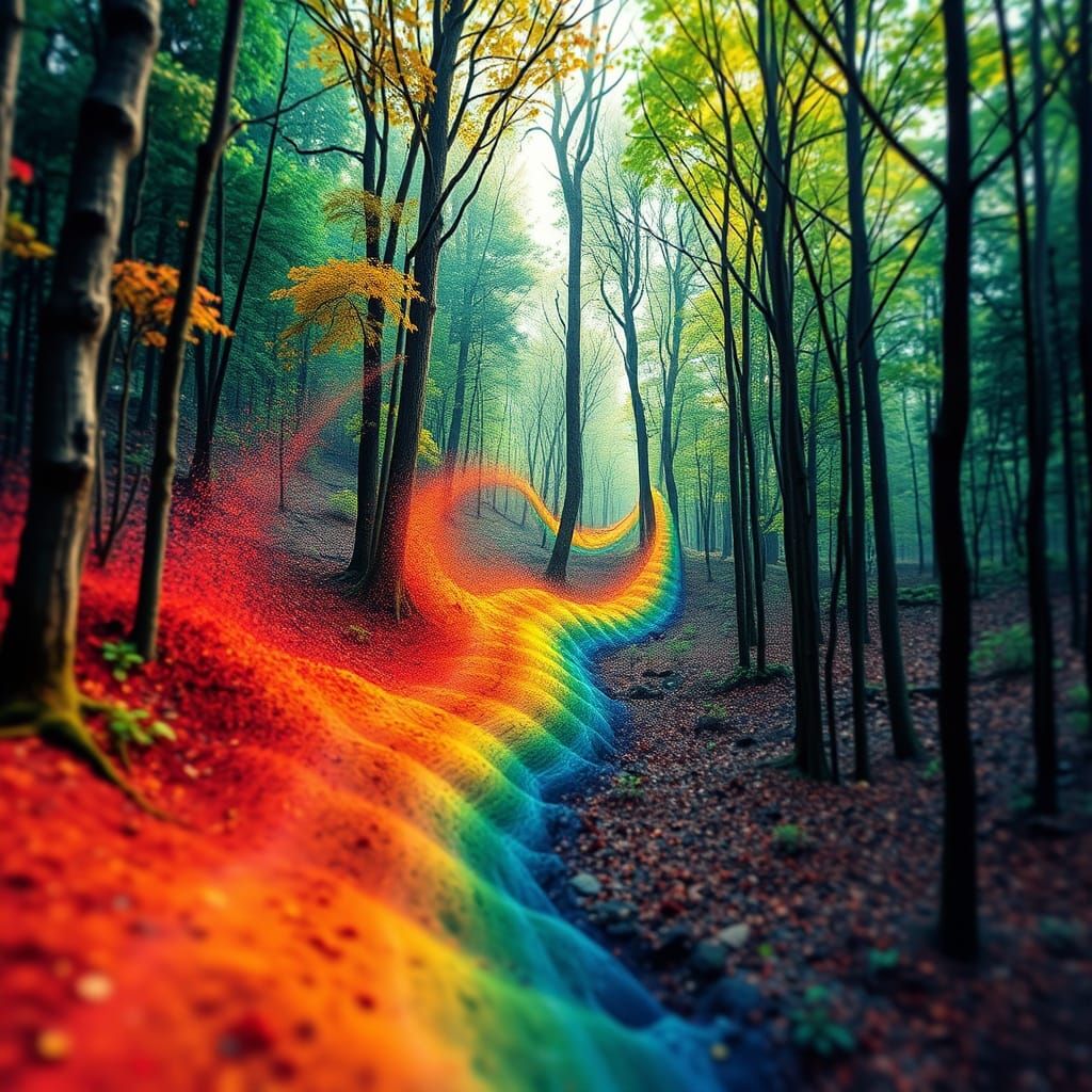 Vibrant Forest Whirlwind in Ethereal Colors