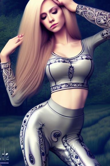 Blonde Goddess in Latex: Hyperdetailed Digital Art