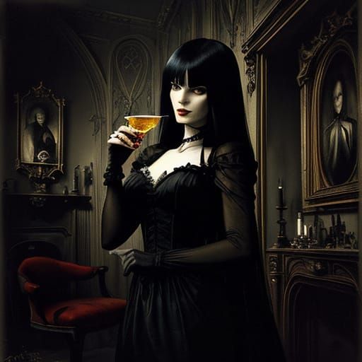 Elegant Vampirella in Luxurious Decay