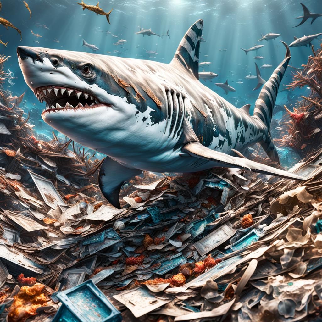 Trash Shark: Ocean Plastic Sculpture Art