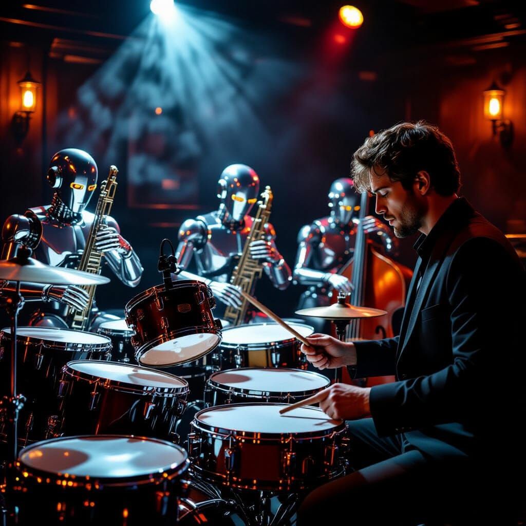 Drummer's Imagination: Human and Robot Jazz Band