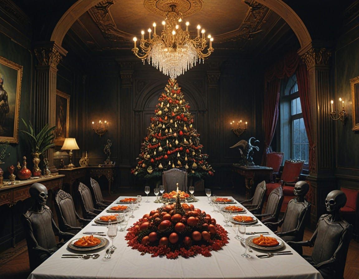 Alien Xenomorphs Celebrate a Darkly Festive Holiday Feast