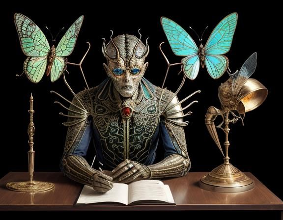 Steampunk Insect Specimen Board with Copper Filigree