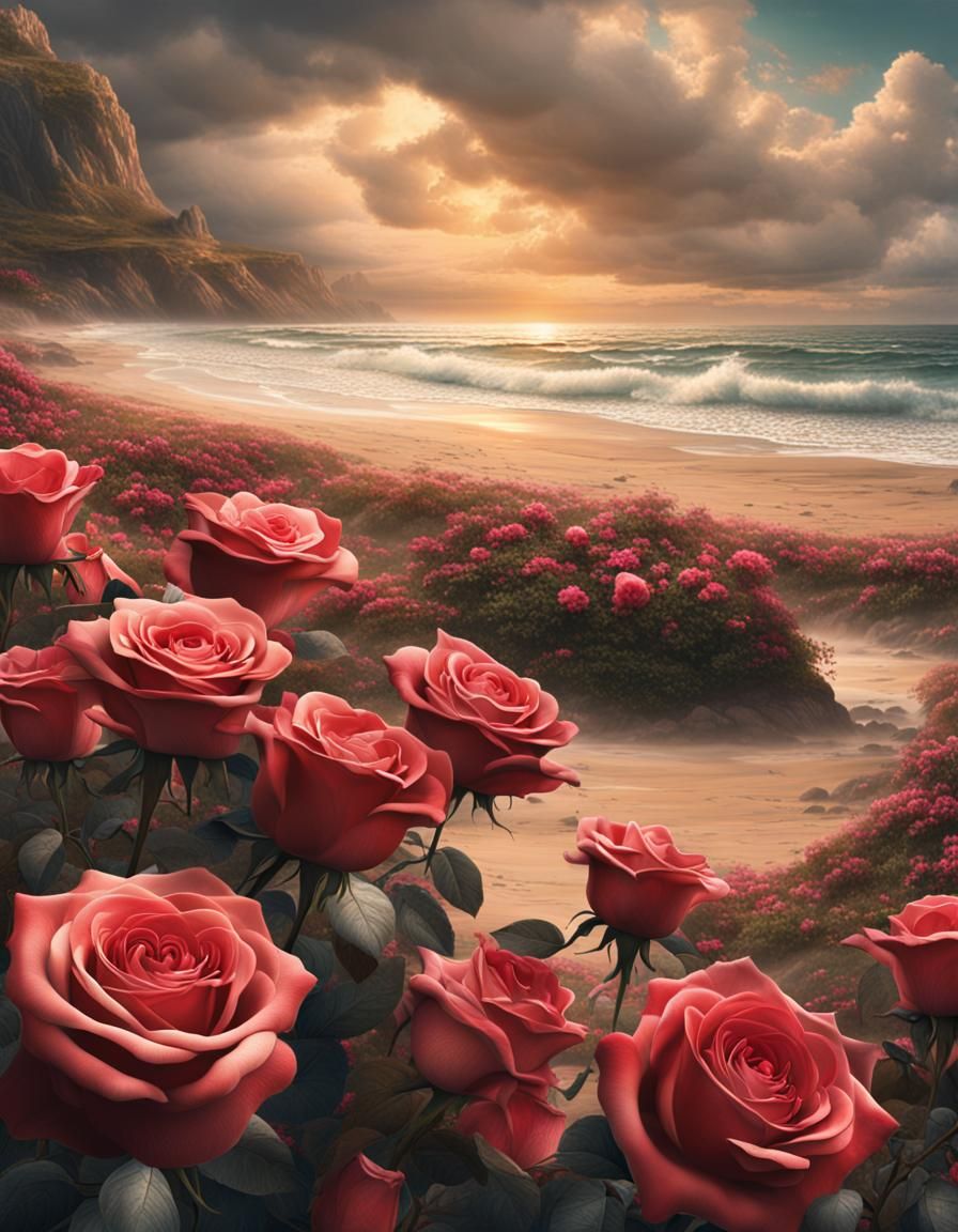 Roses on a Beach: Epic Digital Matte Painting