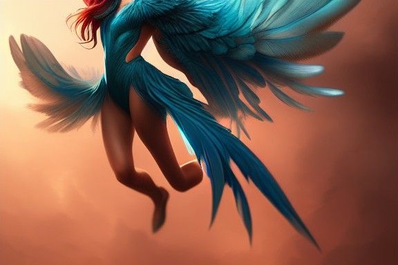 Emerald Flyer with Azure Armor: Digital Art