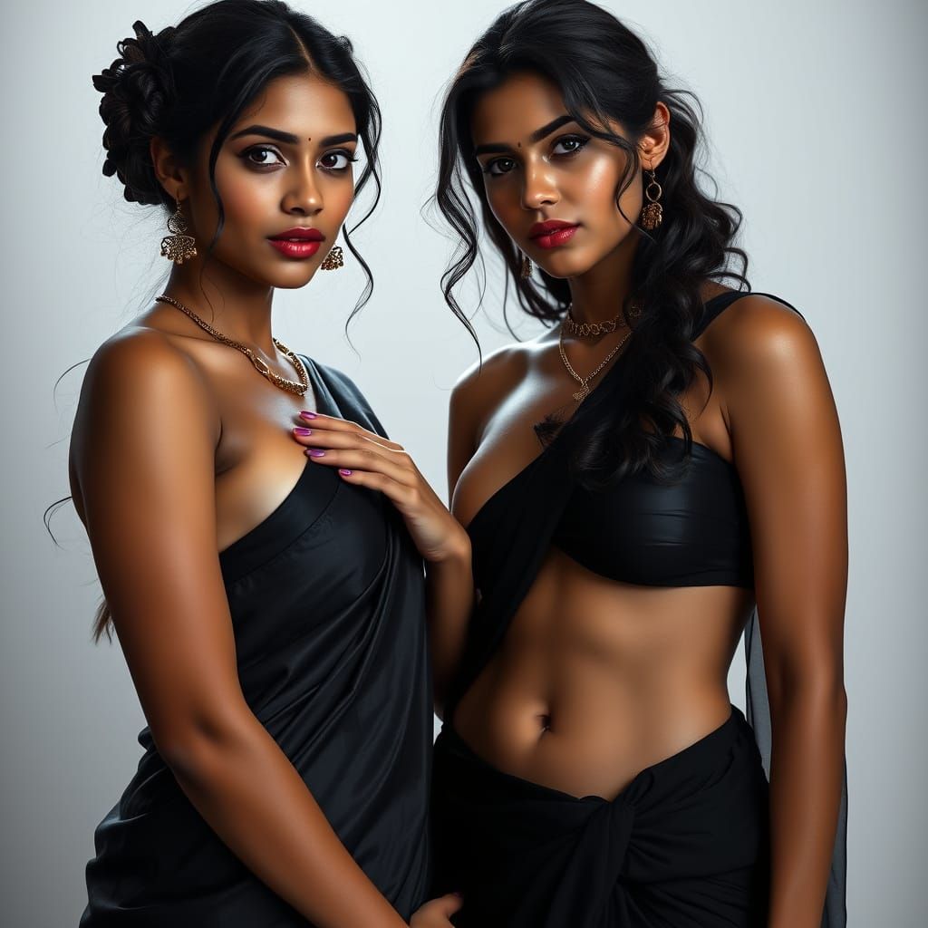 Black saree portrait