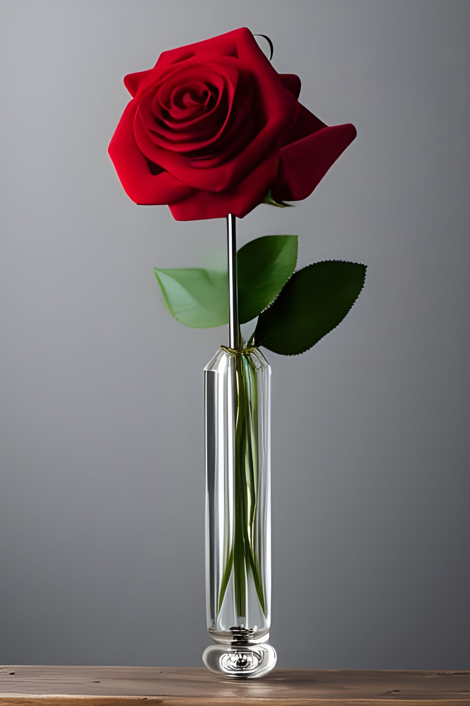 Single Red Rose in Crystal Vase