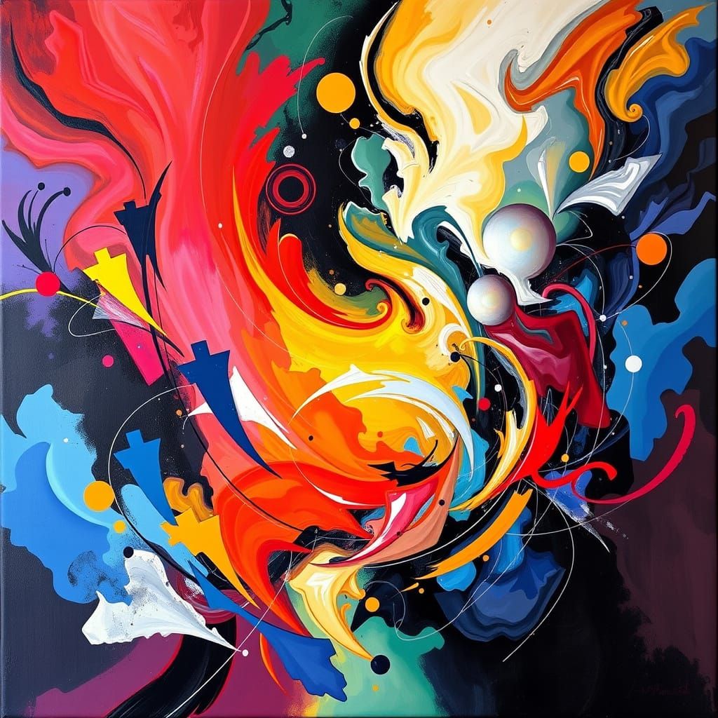 Vibrant Geometric Abstraction in Bold Contrasting Colors