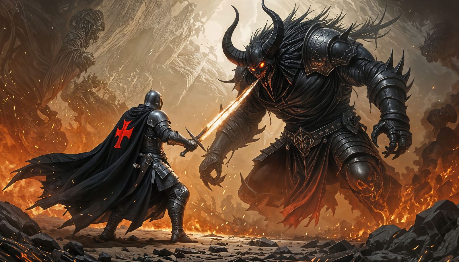 Knight Templar Battles Demon on Hallowed Ground
