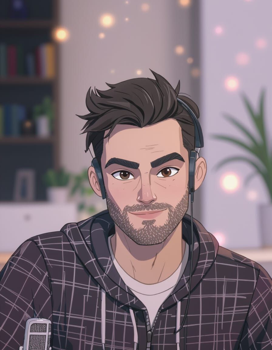 Pixar-Style Cartoon Portrait of Podcast Host