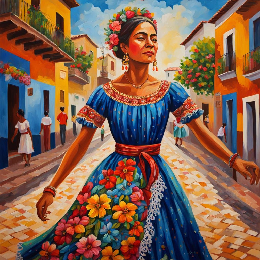 Woman in Santa Cruz de Triana: Latin American Folk Art