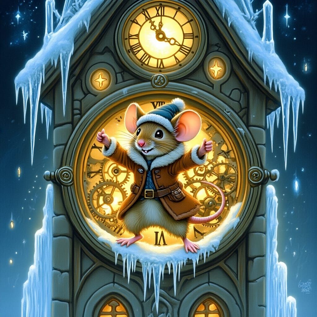 Mouse's Heroic Climb into Frozen Clocktower