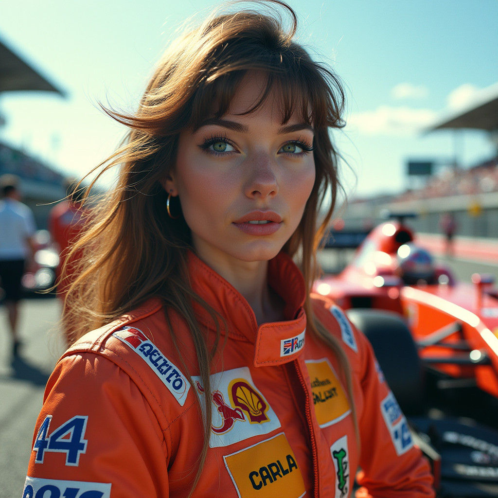 Formula One Driver on the Grid in Manga Style