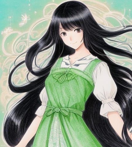 Anime Girl Smiles in Digital Artwork