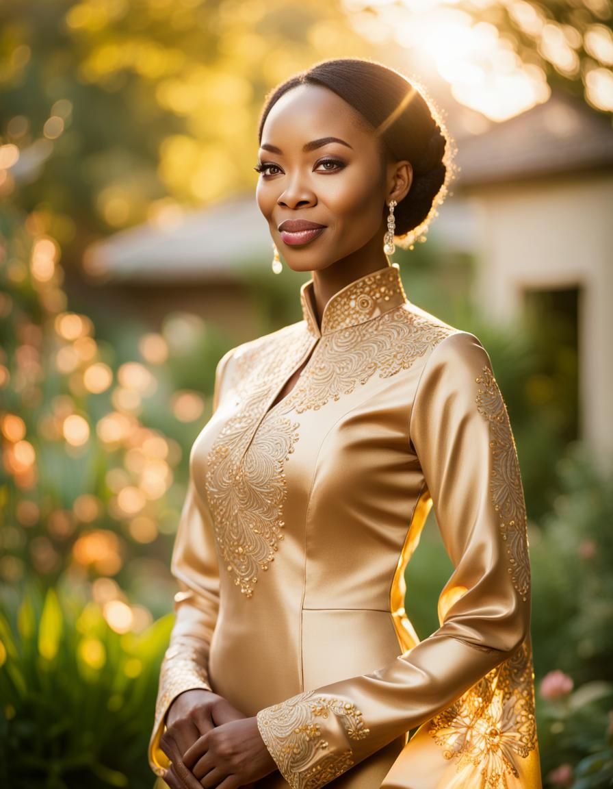 African American woman in an ao dai