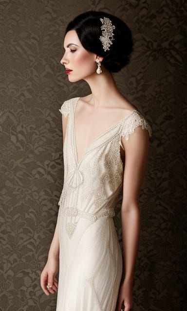 bride in vintage wedding dress (1920s style)
