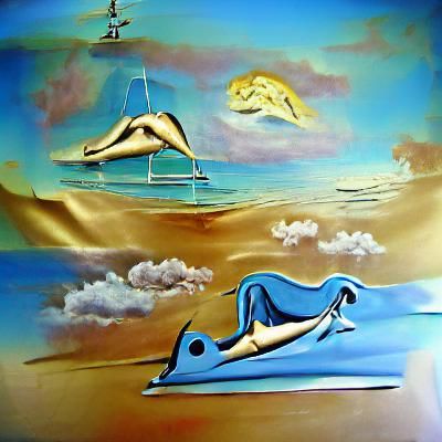 Surreal Beach Scene Inspired by Salvador Dali