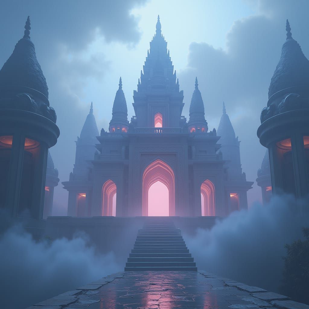 Misty Temple in the Clouds: Fantasy Art